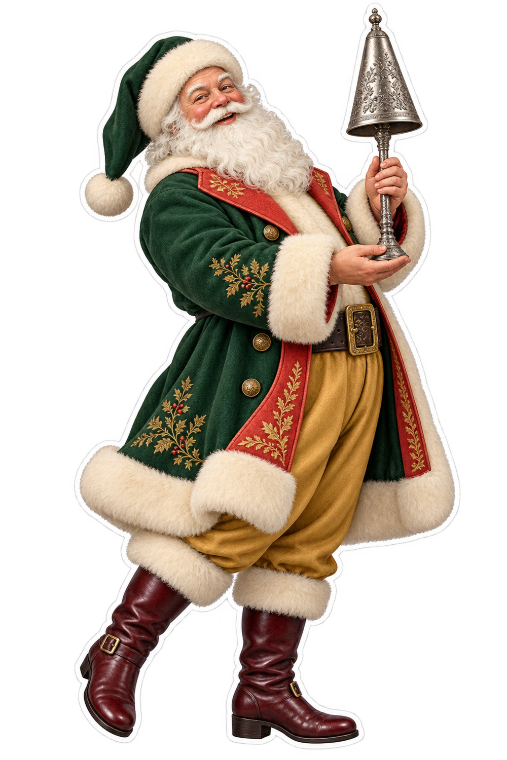 Santa Victorian Silver Candle Extinguisher Cone Vinyl Sticker Decal
