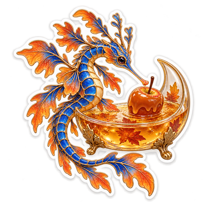 Cloisonne Leafy Sea Dragon Caramel Apple Bowl Vinyl Sticker Decal