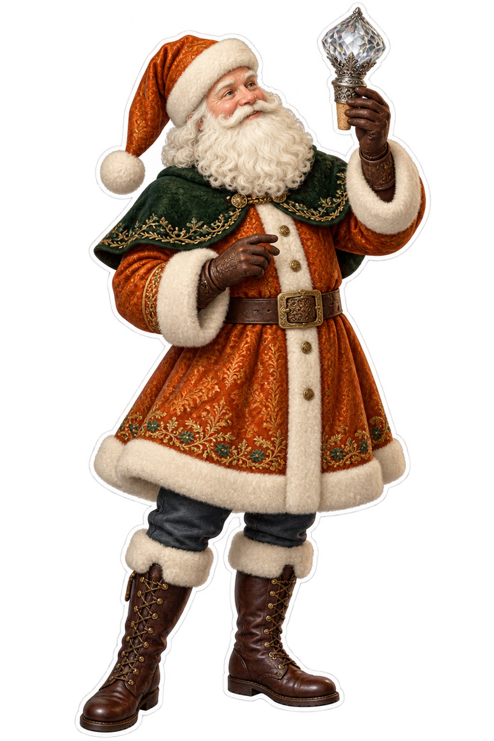 Santa Victorian Silver Scent Bottle Stopper Vinyl Sticker Decal