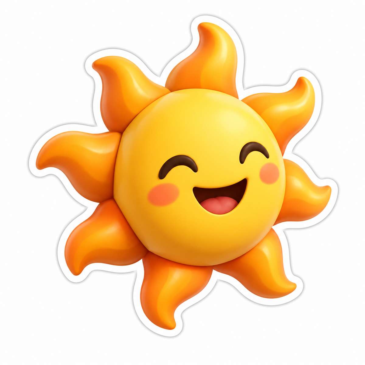 Smiling Sun Closed Eyes Orange Rays Vinyl Sticker Decal