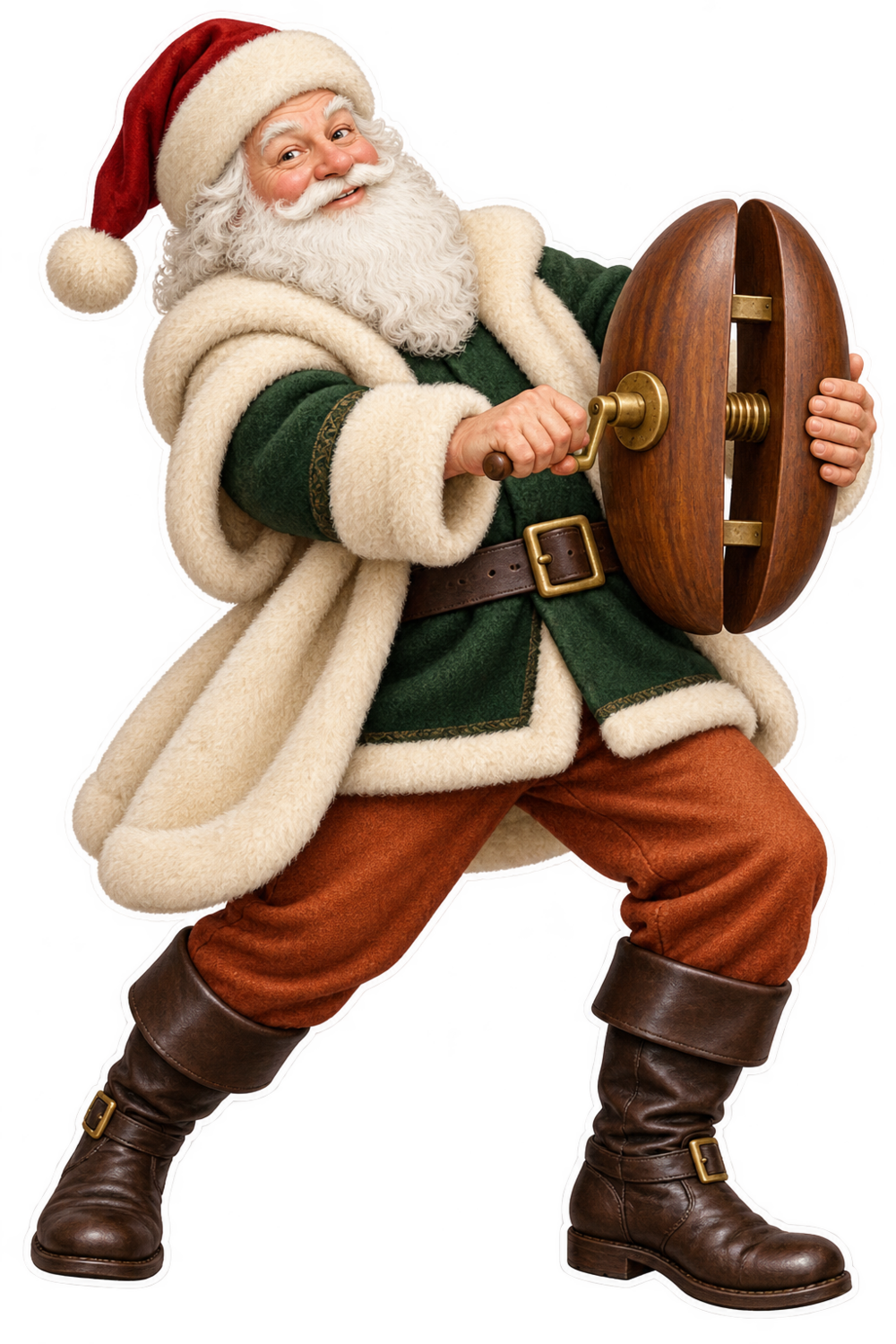 Santa Antique Articulated Wooden Hat Stretcher Vinyl Sticker Decal