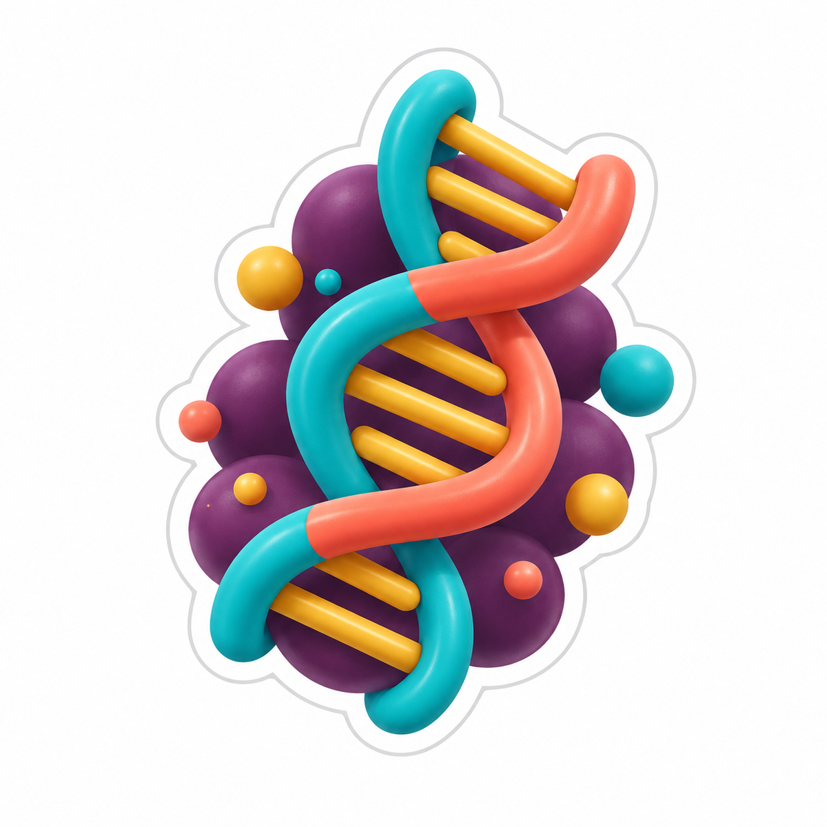 Turquoise Coral Gold DNA Double Helix Vinyl Sticker Decal