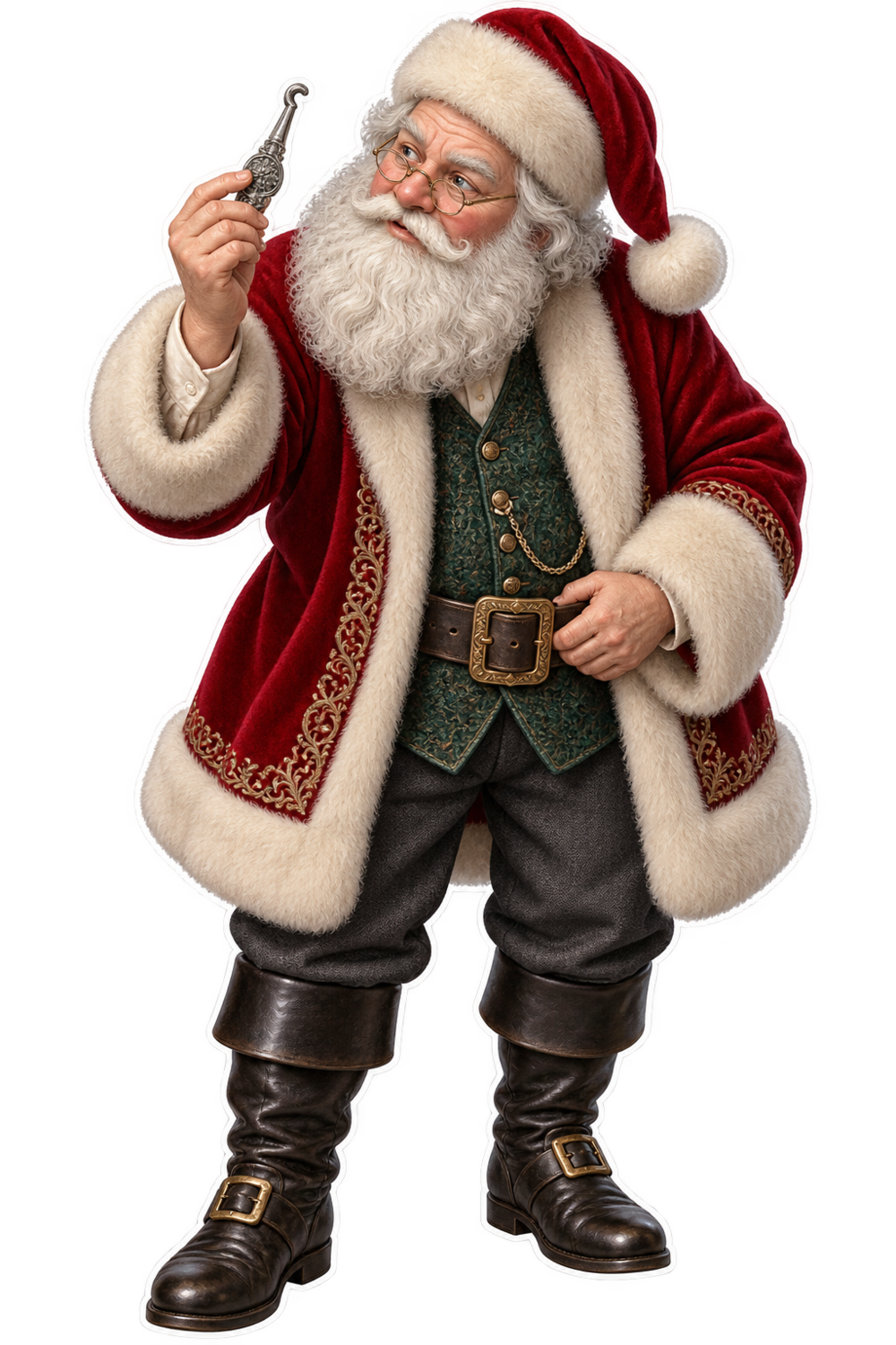 Santa Victorian Silver Snuff Box Opener Vinyl Sticker Decal