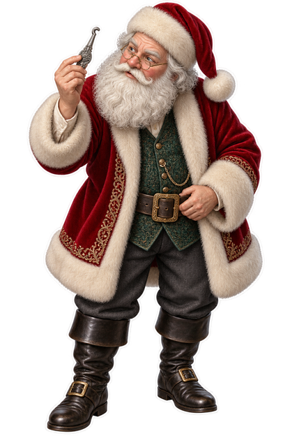 Santa Victorian Silver Snuff Box Opener Vinyl Sticker Decal