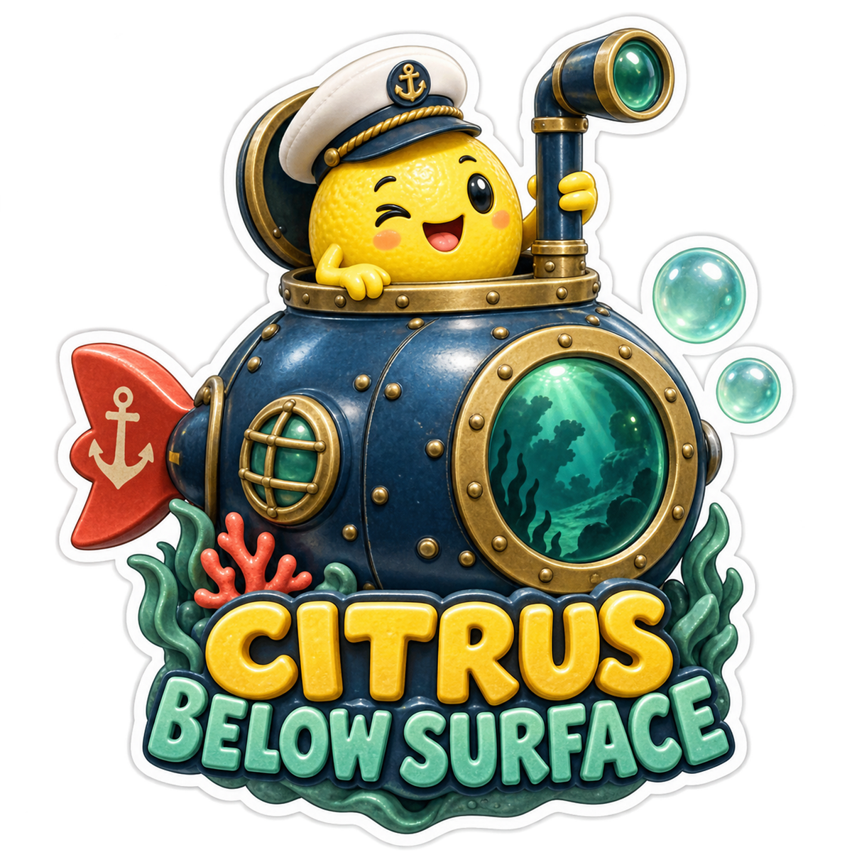 Citrus Below Surface Lemon Submarine Vinyl Sticker Decal