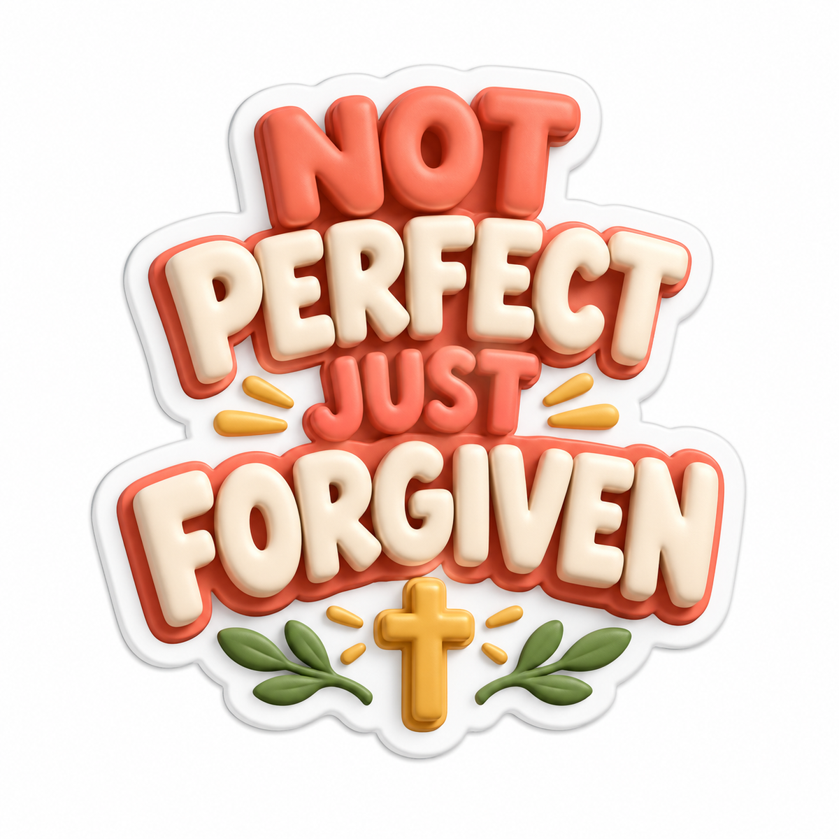 Not Perfect Just Forgiven Coral Cream Vinyl Sticker Decal