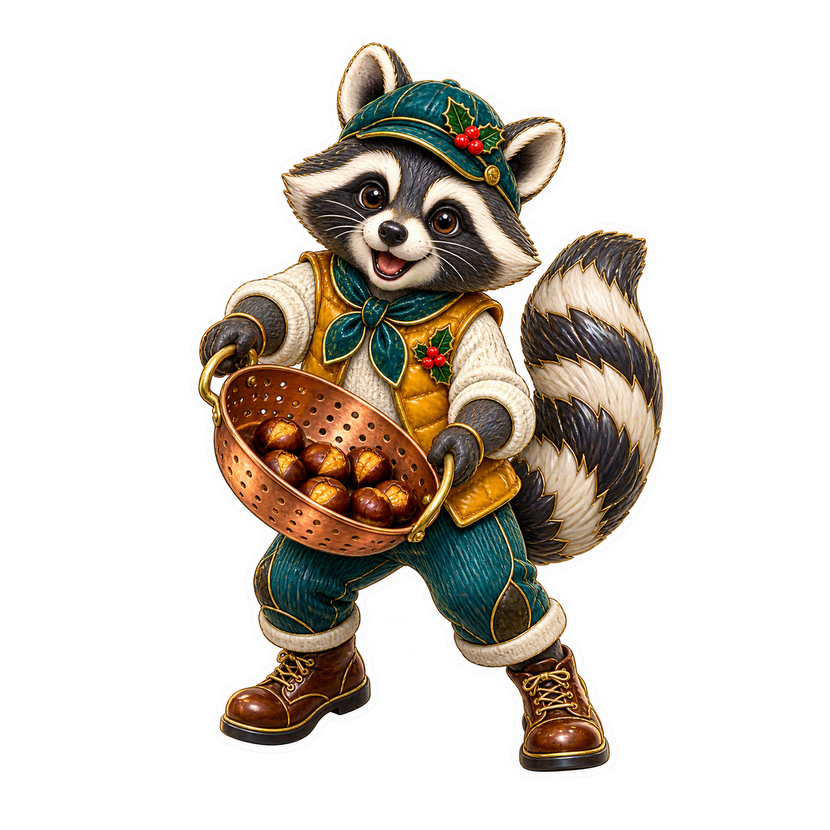 Cloisonne Raccoon Chestnut Roaster Vinyl Sticker Decal