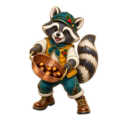 Cloisonne Raccoon Chestnut Roaster Vinyl Sticker Decal