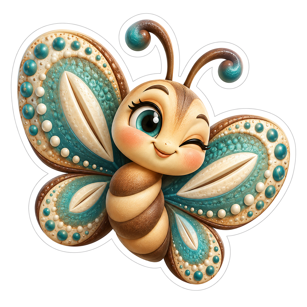 Butterfly Teal Cowrie Dimple Wink Vinyl Sticker Decal
