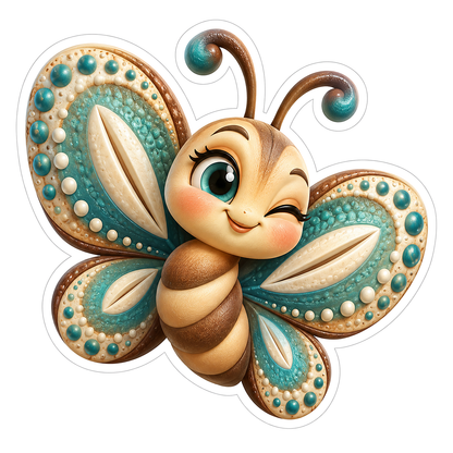 Butterfly Teal Cowrie Dimple Wink Vinyl Sticker Decal