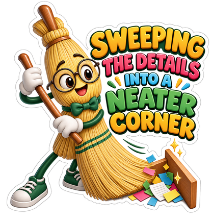 Broom Neater Corner Vinyl Sticker Decal