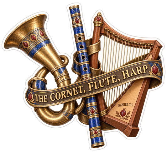 Bible Daniel 3 5 Cornet Flute Harp Vinyl Sticker Decal