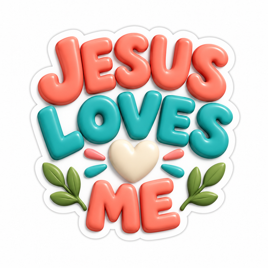 Jesus Loves Me Coral Teal Vinyl Sticker Decal