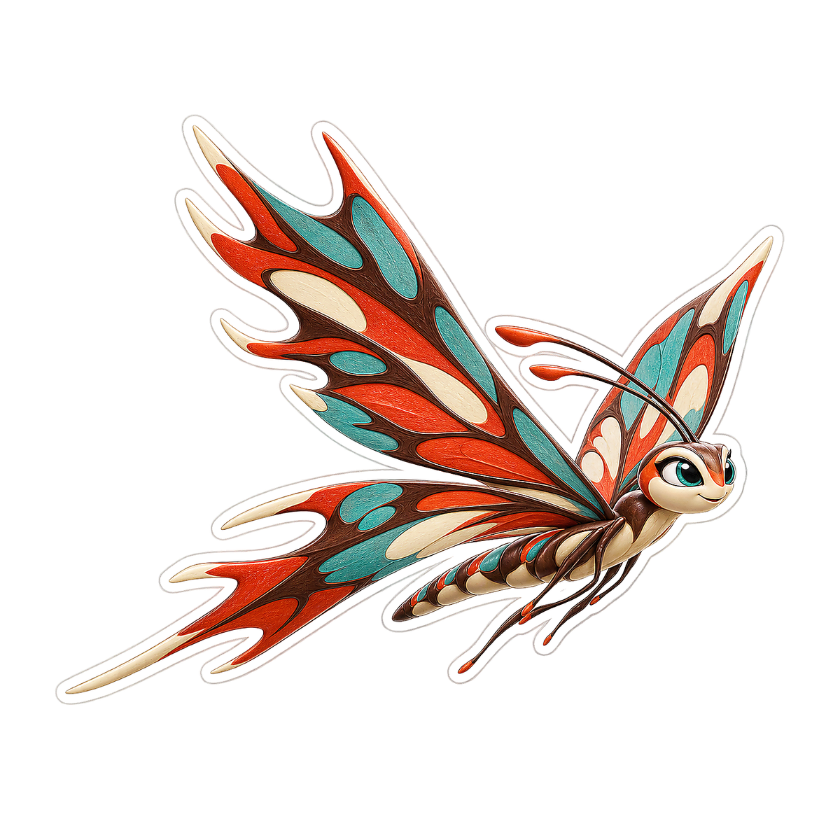 Butterfly Vermilion Staghorn Branch Glide Vinyl Sticker Decal