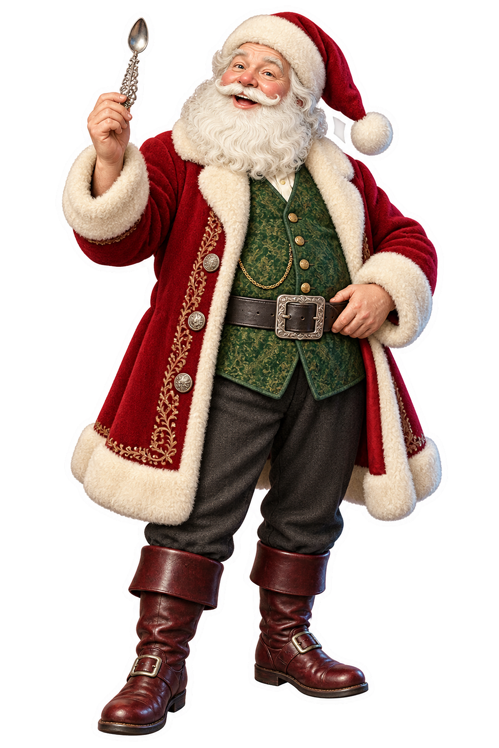 Santa Victorian Silver Cayenne Spoon Vinyl Sticker Decal