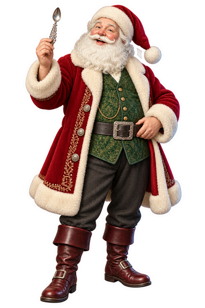 Santa Victorian Silver Cayenne Spoon Vinyl Sticker Decal