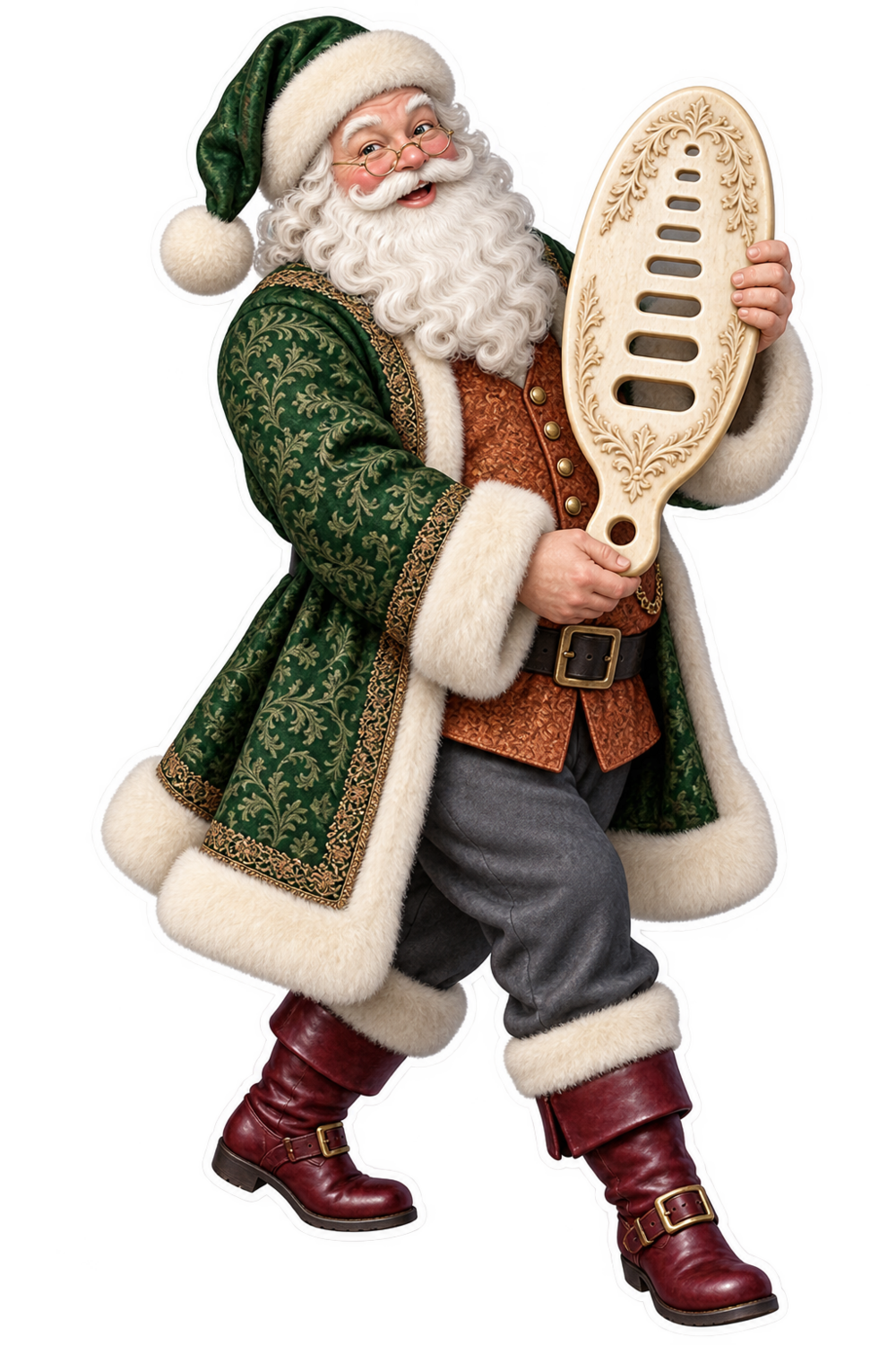 Santa Antique Bone Yarn Gauge Vinyl Sticker Decal