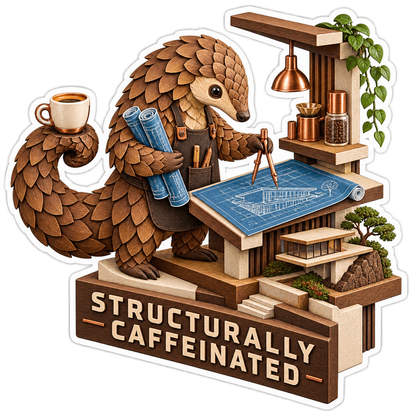 Structurally Caffeinated Pangolin Architect Vinyl Sticker Decal