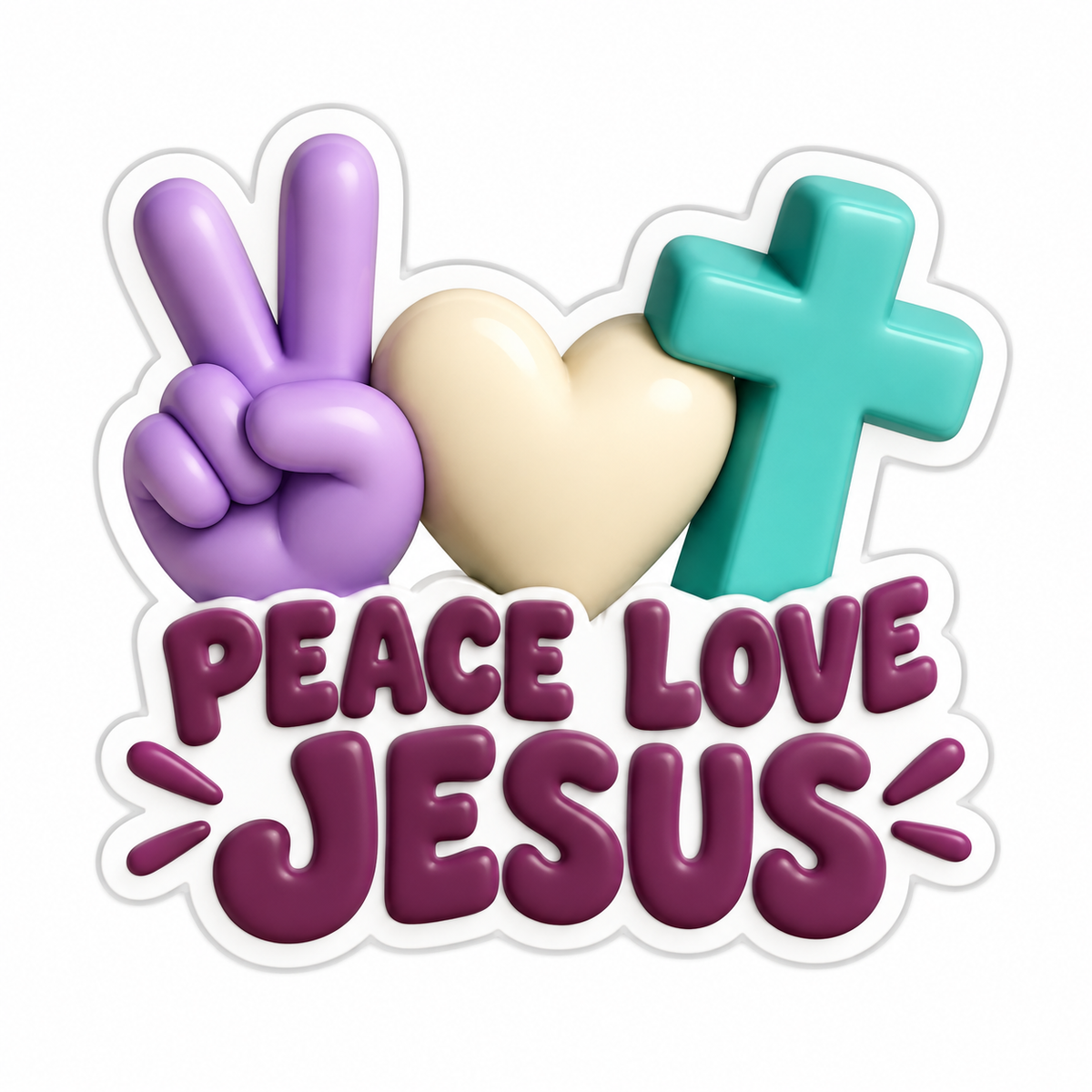 Peace Love Jesus Lavender Cream Vinyl Sticker Decal