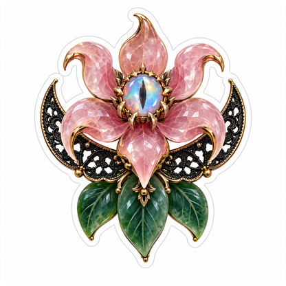 Rose Quartz Carnivorous Orchid Brooch Vinyl Sticker Decal