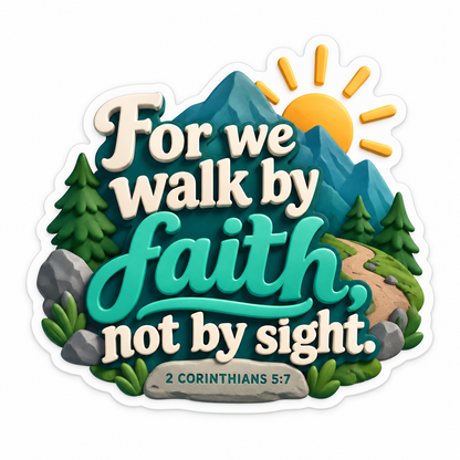 Walk by Faith Not Sight Teal Cream Quote Vinyl Sticker Decal