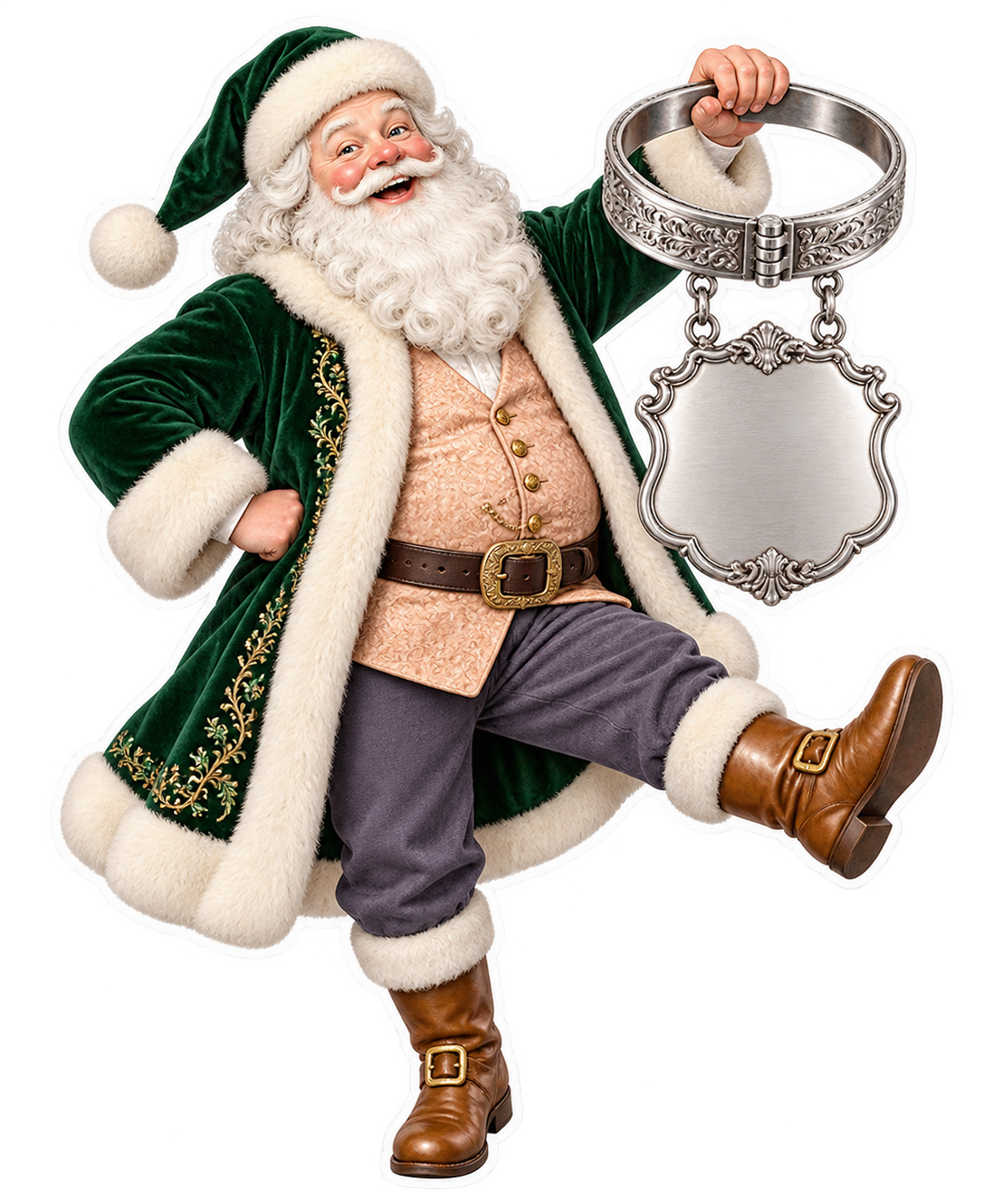 Santa Victorian Silver Bottle Label Holder Vinyl Sticker Decal