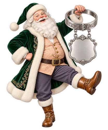 Santa Victorian Silver Bottle Label Holder Vinyl Sticker Decal