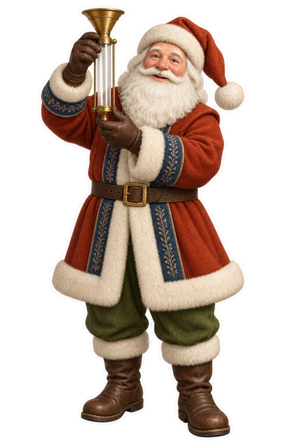 Santa Antique Brass Pocket Rain Gauge Vinyl Sticker Decal