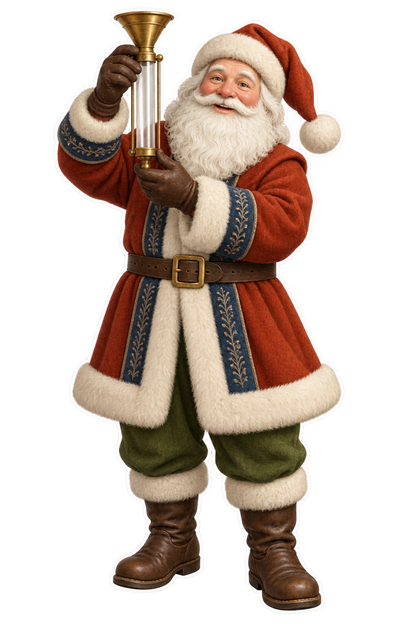 Santa Antique Brass Pocket Rain Gauge Vinyl Sticker Decal
