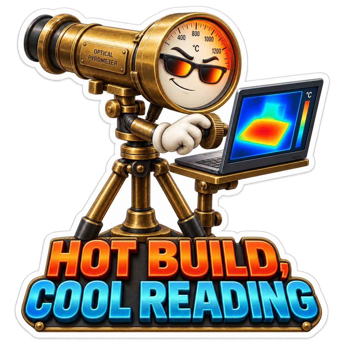 Hot Build Cool Reading Optical Pyrometer Vinyl Sticker Decal