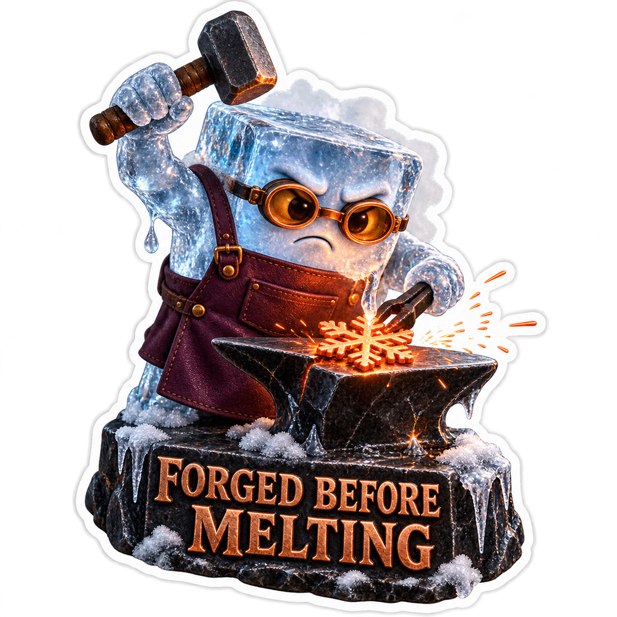 Forged Before Melting Ice Cube Blacksmith Vinyl Sticker Decal