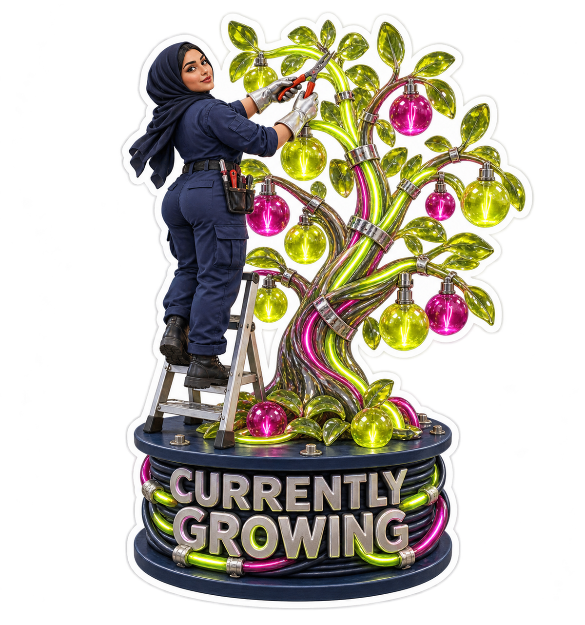 Currently Growing Electrician Tree Vinyl Sticker Decal