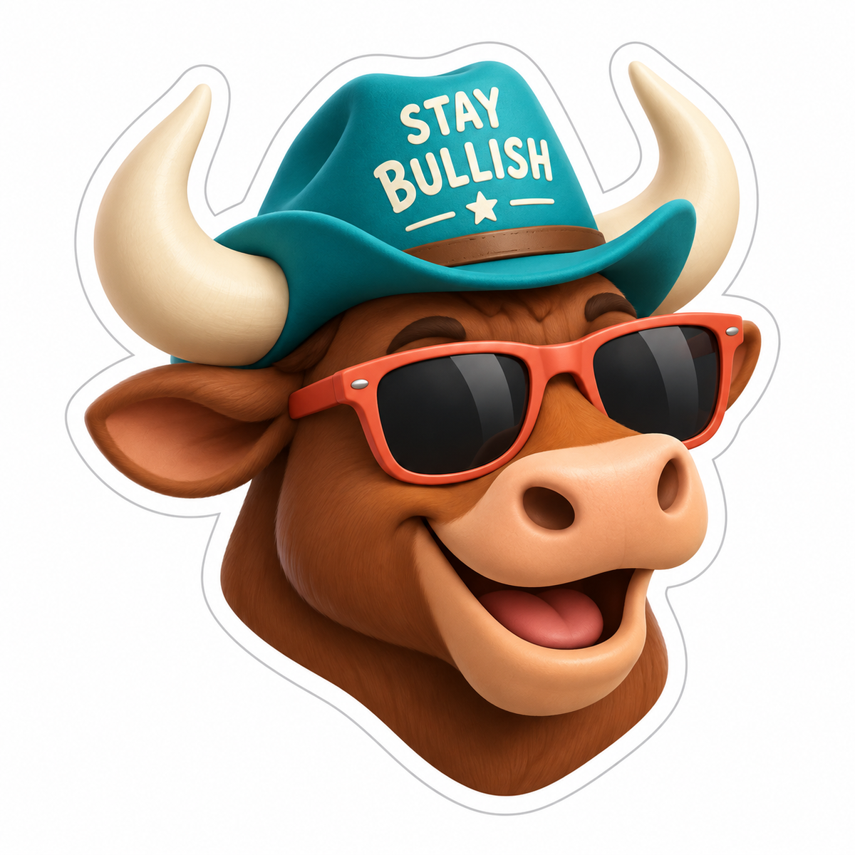 Brown Bull Head Brown Teal Vinyl Sticker Decal