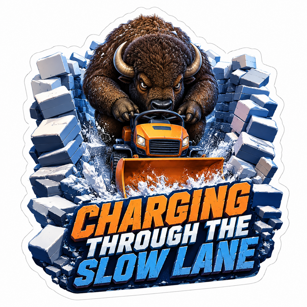 Charging Slow Lane Bison Vinyl Sticker Decal