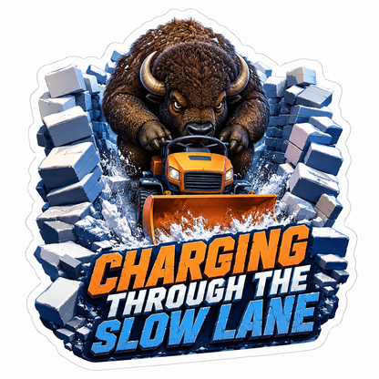 Charging Slow Lane Bison Vinyl Sticker Decal