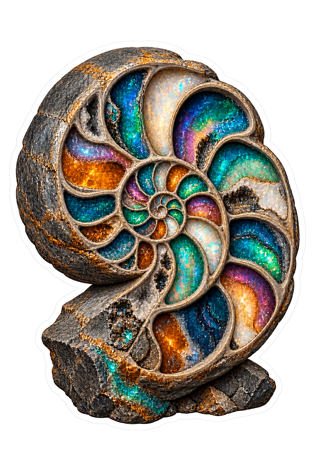 Opalized Ammonite Geode Fossil Vinyl Sticker Decal