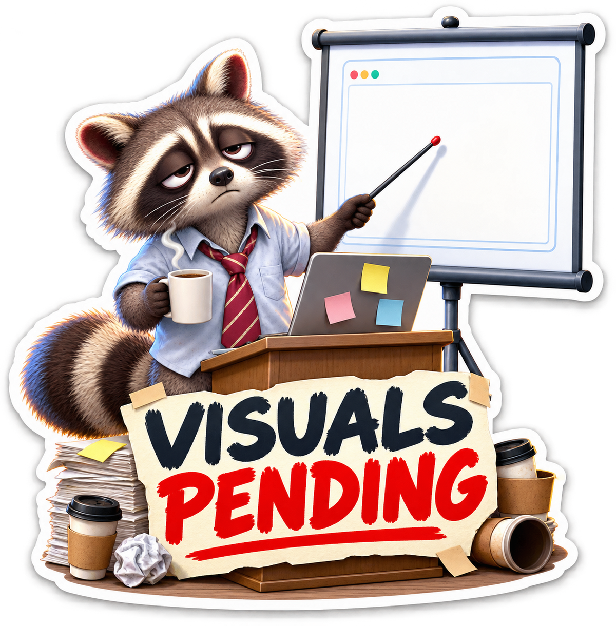 Visuals Pending Raccoon at Blank Board Vinyl Sticker Decal