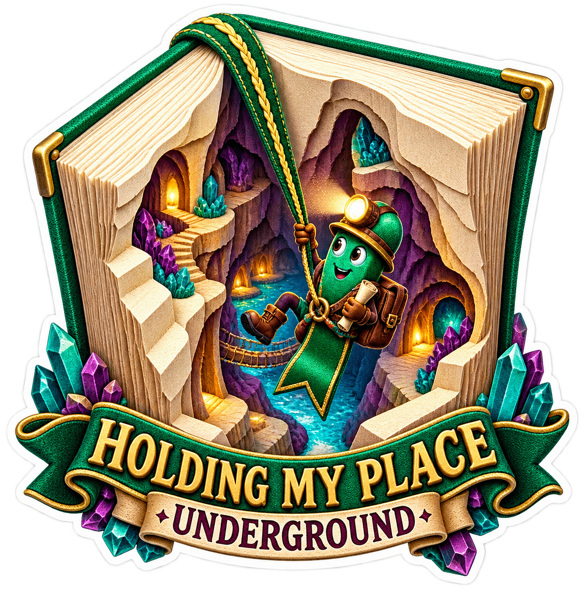 Holding My Place Underground Book Gnome Vinyl Sticker Decal