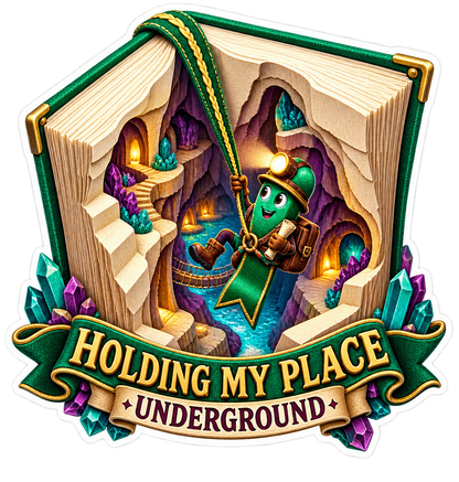 Holding My Place Underground Book Gnome Vinyl Sticker Decal