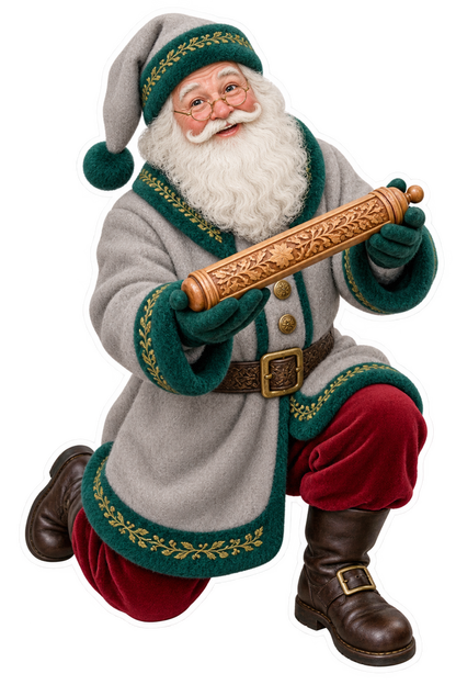 Santa Antique Carved Maple Knitting Sheath Vinyl Sticker Decal