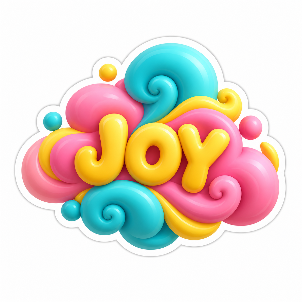 Pink Yellow And Turquoise Cloudlike Paint Swirl Vinyl Sticker Decal