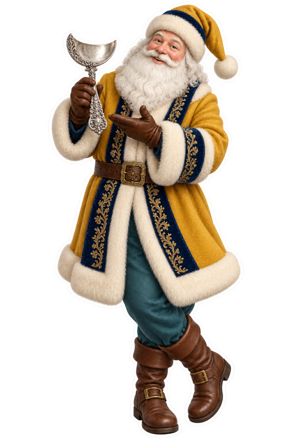 Santa Victorian Silver Cheese Scoop Vinyl Sticker Decal