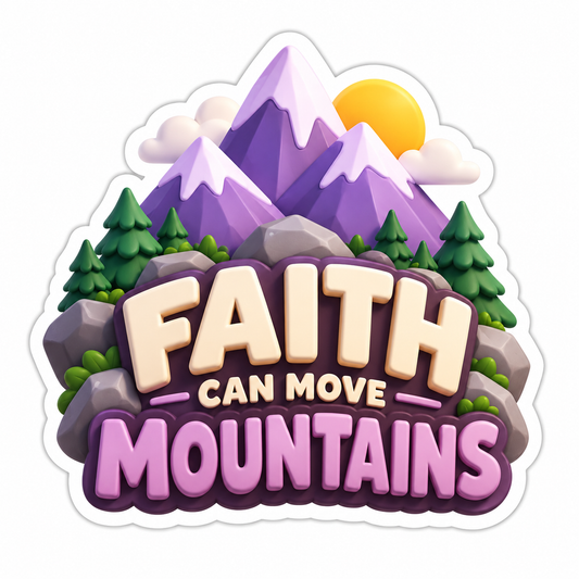 Faith Can Move Mountains Lavender Cream Vinyl Sticker Decal