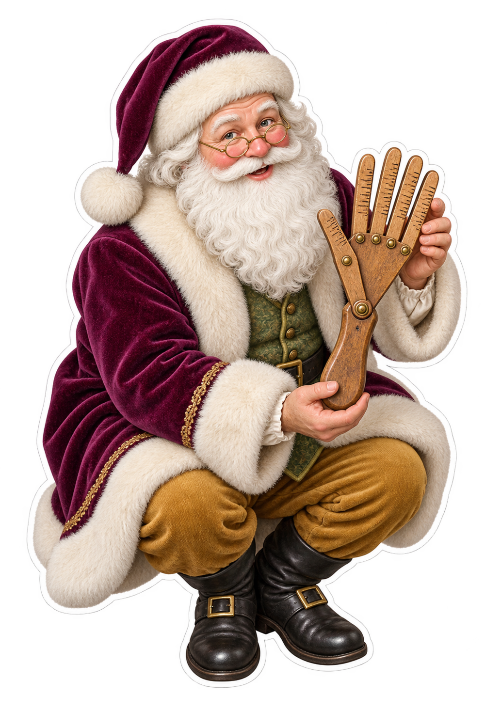 Santa Antique Boxwood Glove Stretcher Gauge Vinyl Sticker Decal