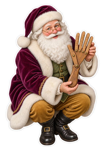 Santa Antique Boxwood Glove Stretcher Gauge Vinyl Sticker Decal