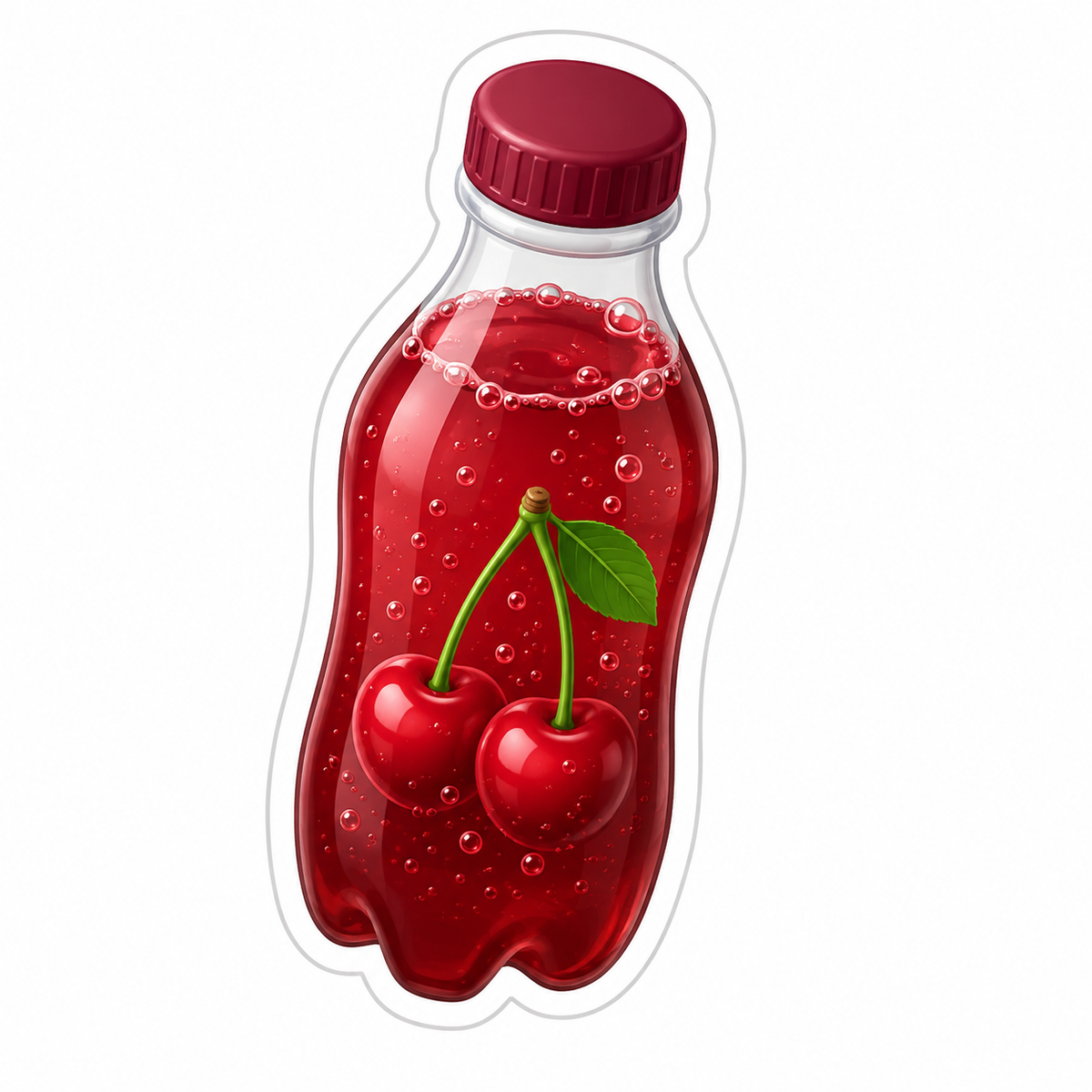 Red Cherry Drink Bottle Vinyl Sticker Decal