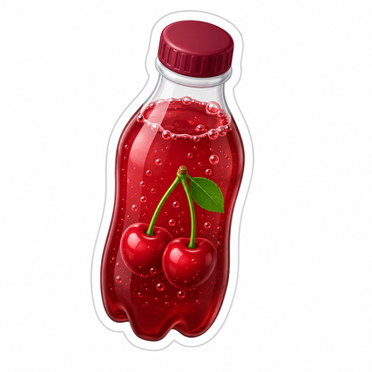 Red Cherry Drink Bottle Vinyl Sticker Decal