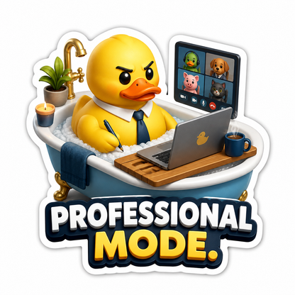Professional Mode Duck Working at Laptop Vinyl Sticker Decal