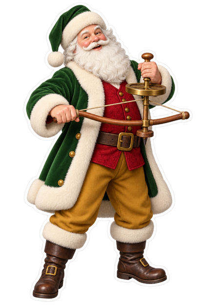 Santa Antique Brass Jewelers Bow Drill Vinyl Sticker Decal