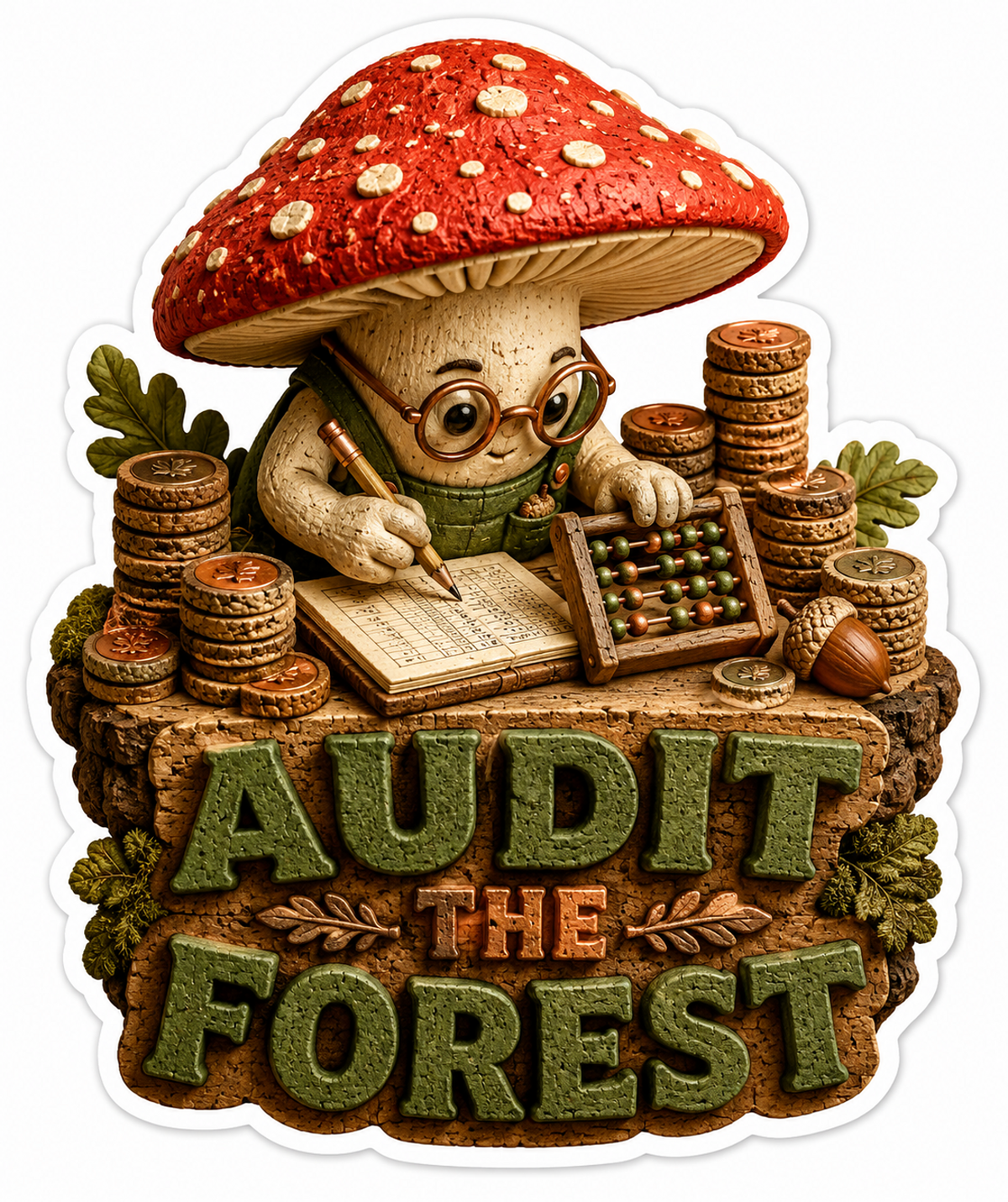 Audit the Forest Mushroom Accountant Vinyl Sticker Decal